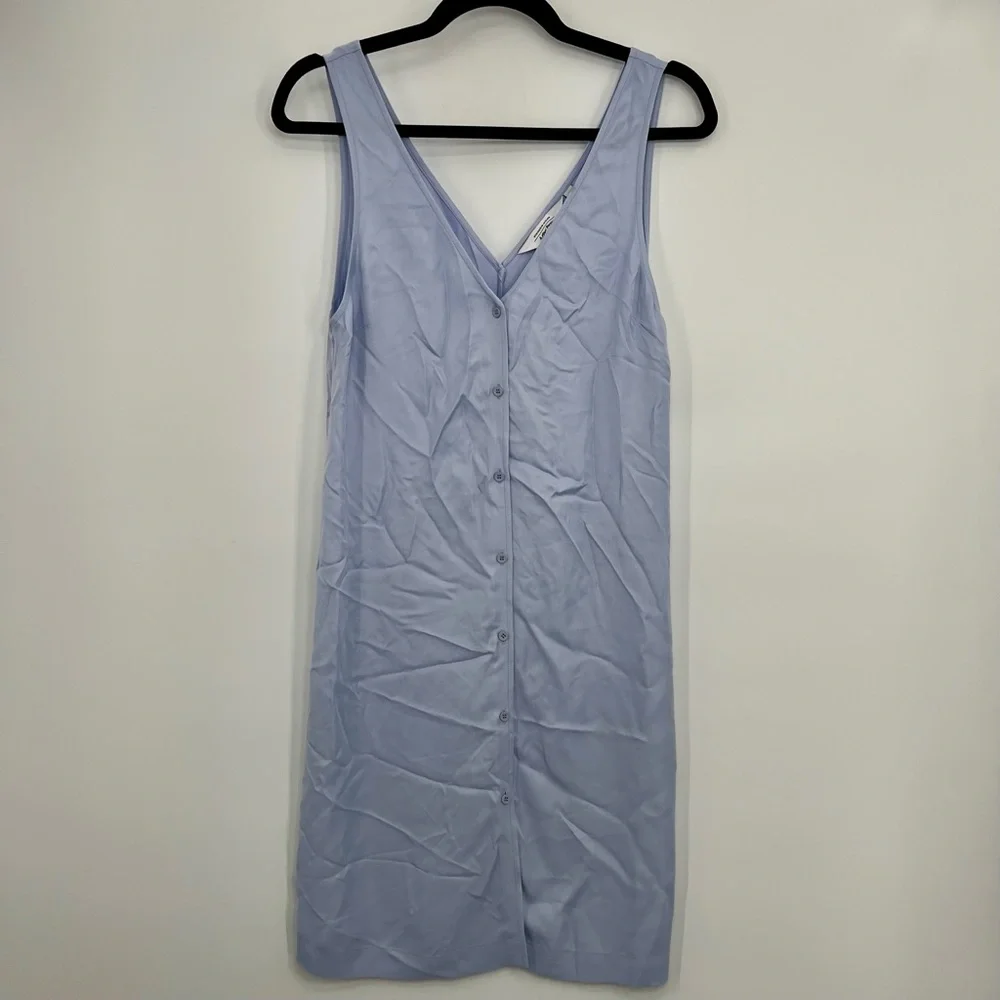& Other Stories Eco Cupro Button Up Sleeveless Mini Shift Dress Blue EU 36 US 6 - Picture 5 of 11